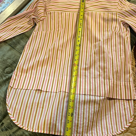 SALE! J Crew NWT Sz 2 Women's Funnel-Neck Drop Hem Striped Pink Brown White Top - Picture 14 of 17